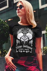 Camiseta para mujer fortitudo et sapientia negra