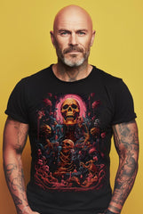 Camiseta de calaveras Dance in purgatory, perfecta para los que buscan camisetas de calaveras, camisetas satánicas, camisetas de terror