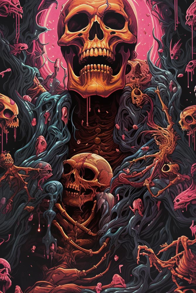 Camiseta de calaveras Dance in purgatory, perfecta para los que buscan camisetas de calaveras, camisetas satánicas, camisetas de terror, etc.