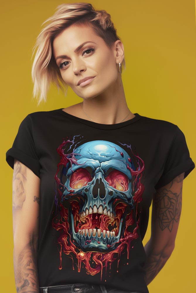 Espectacular camiseta de calaveras