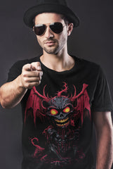 Camiseta de calaveras Little Demon, perfecta para los que buscan camisetas de calaveras, camisetas satánicas,