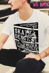 Camiseta skater live to skate vivir para patinar en monopatín