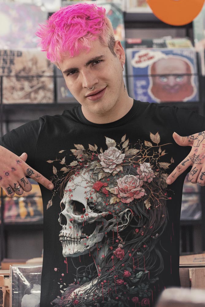 camiseta de calaveras tattoo style