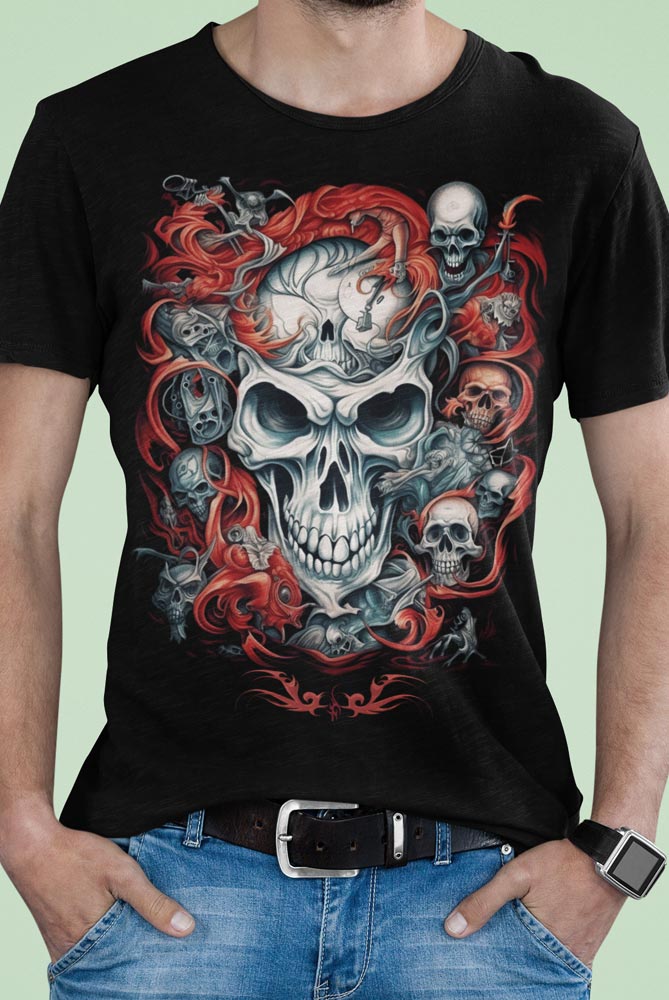 camiseta de calaveras tattoo style