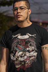 camiseta de calaveras tattoo style