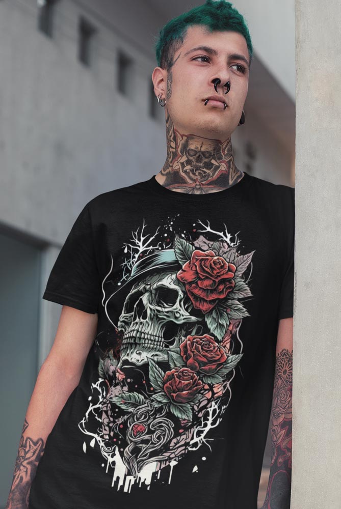 camiseta de calaveras tattoo isnpired
