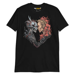 Camiseta de calavera con un precioso y creativo diseño cyberpunk. Para los fans de las camisetas de calaveras y los que buscan una camiseta cyberpunk.