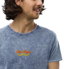 Blue Urban Hooligans Embroidered Denim T-shirt