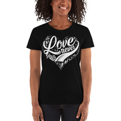 Black t-shirt for women Love never fails