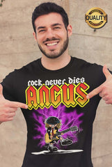 Camiseta de heavy metal Angus – rock never dies para heavies y fans del rock. Diseño exclusivo de nuestra tiend