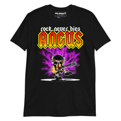 Camiseta de heavy metal Angus – rock never dies para heavies y fans del rock. Diseño exclusivo de nuestra tiend