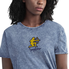 Camisetas de sagitario para regalo bordado signo zodiaco. Unisex camiseta vaquera