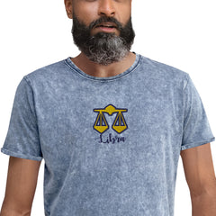 Camisetas de libra para regalo bordado signo zodiaco. Unisex camiseta vaquera